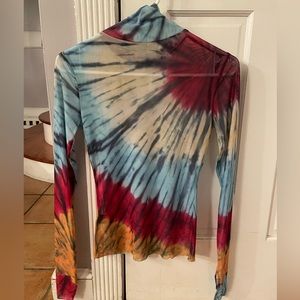 AFRM sheer turtle neck tie dye top size small